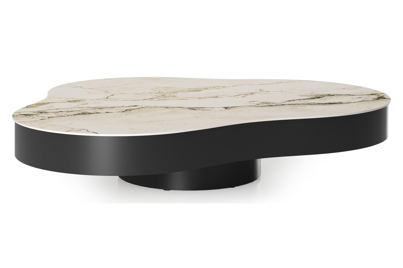 Lomano loungetafel cloud in zwart aluminium en volkeramiek Colorado Dunes - L 131 x B 108 x H 25 cm