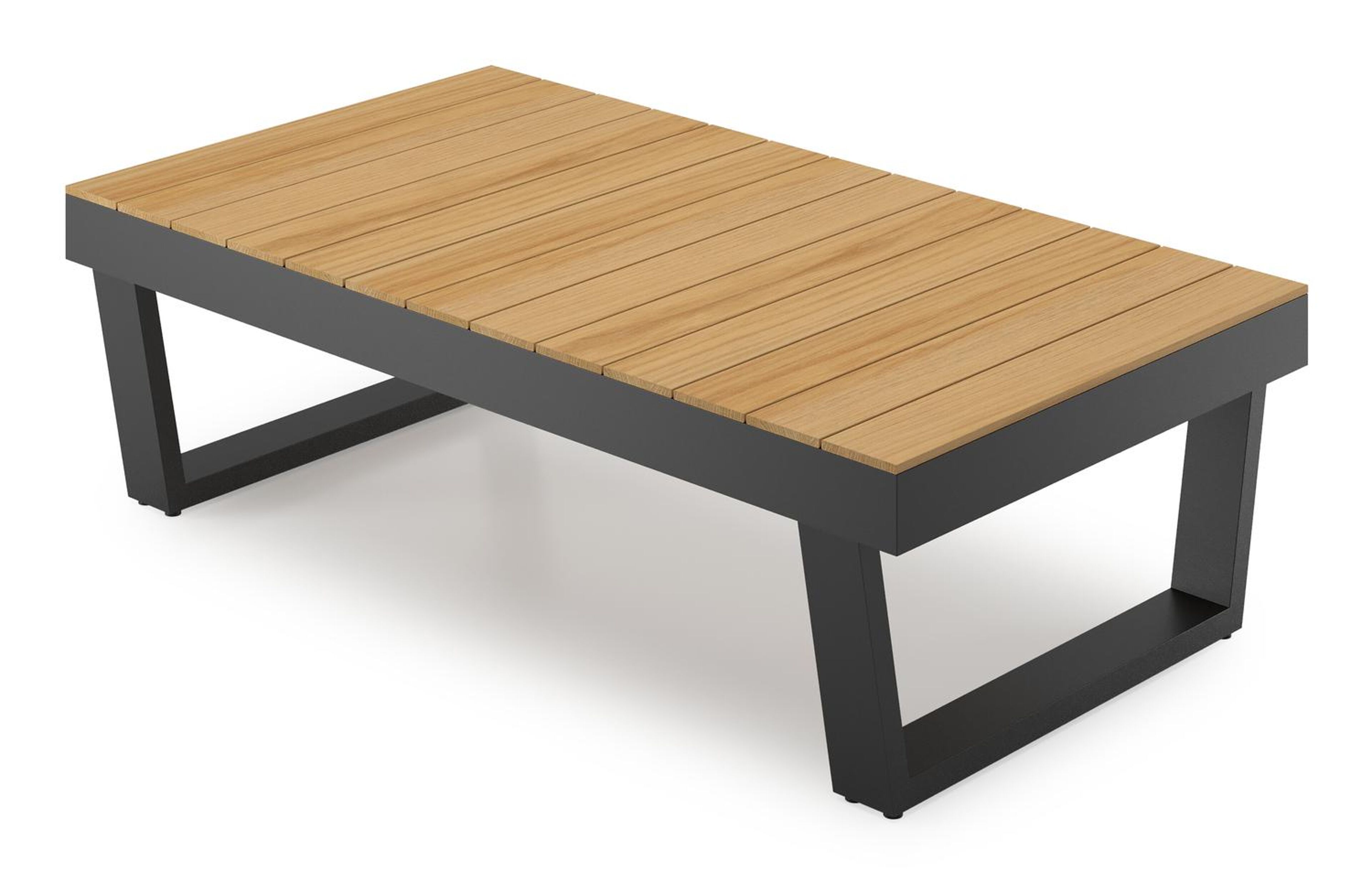 Modica loungetafel in zwart aluminium en teak - L 130 x B 72 x H 38 cm