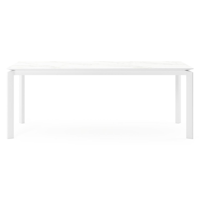 Cirello tuintafel in wit aluminium en volkeramiek calacatta - L 200 x B 100 x H 75 cm