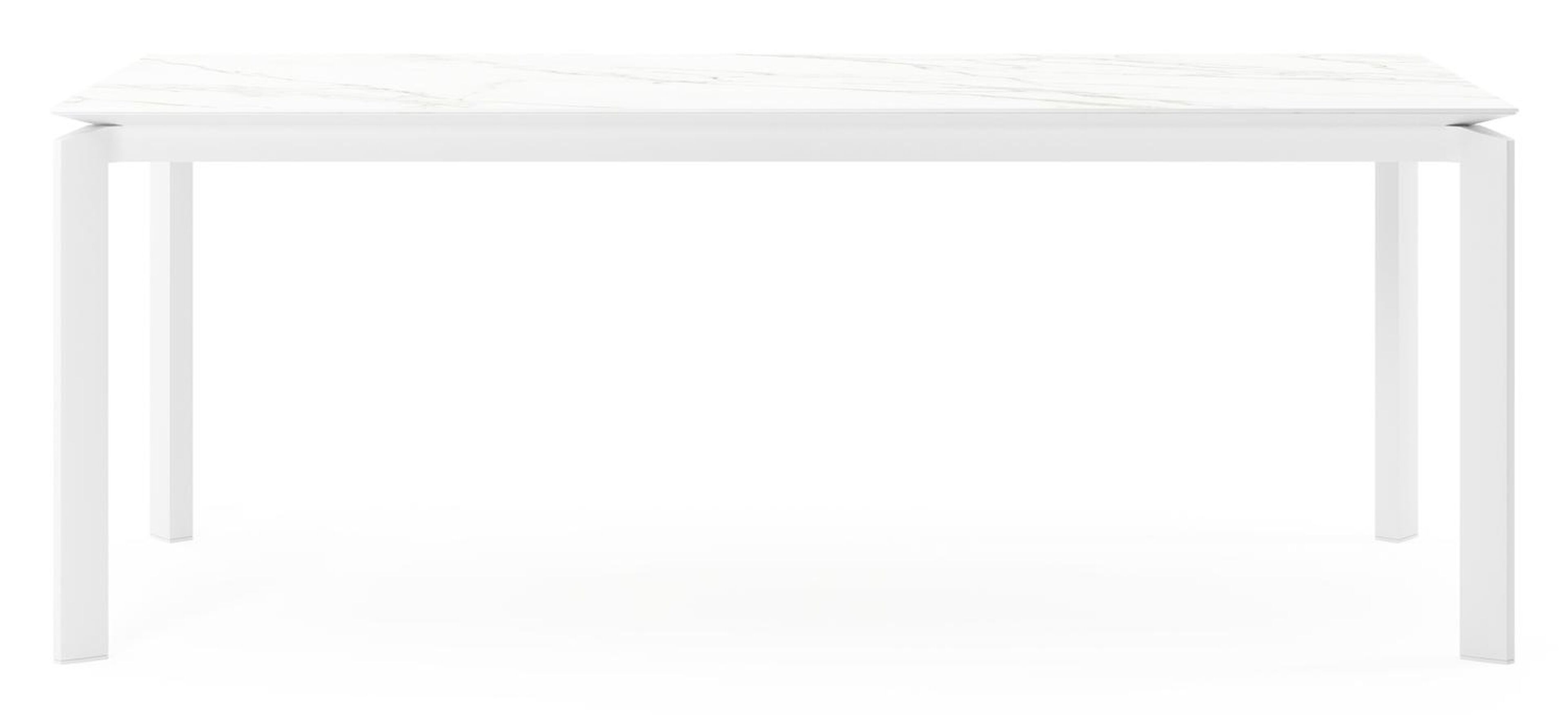 Table de jardin Cirello en aluminium blanc et céramique pleine calacatta - Lg 200 x Larg. 100 x H 75 cm