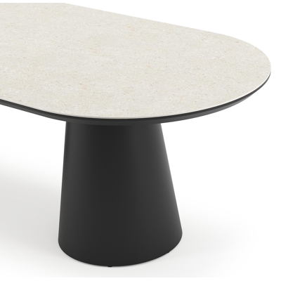 Table de jardin Donato en aluminium noir et céramique pleine shilin - Lg 260 x Larg. 100 x H 74 cm