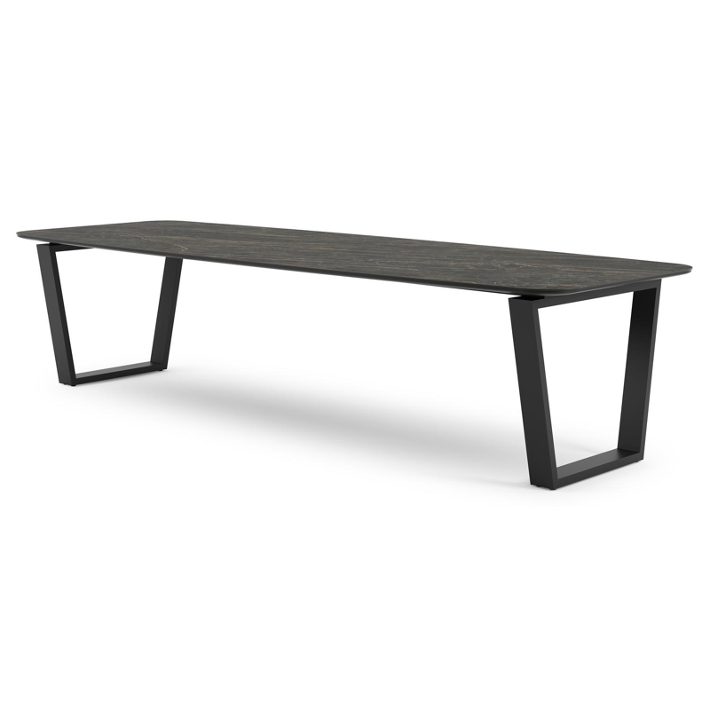 Table de jardin Pagino en aluminium noir et céramique pleine black obsession - Lg 315 x Larg. 115 x H 74 cm