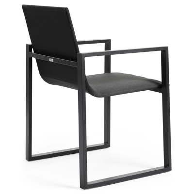 Verato tuinstoel in zwart aluminium en zwart comfort textilene