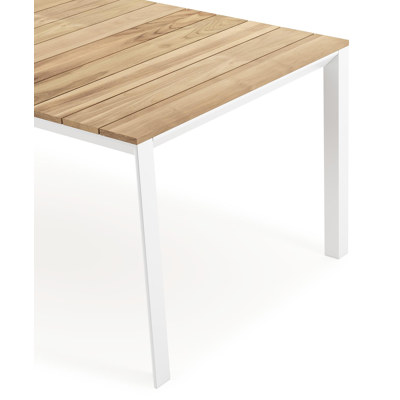 Malito tuintafel in wit aluminium en teak - L 200 x B 100 x H 75 cm