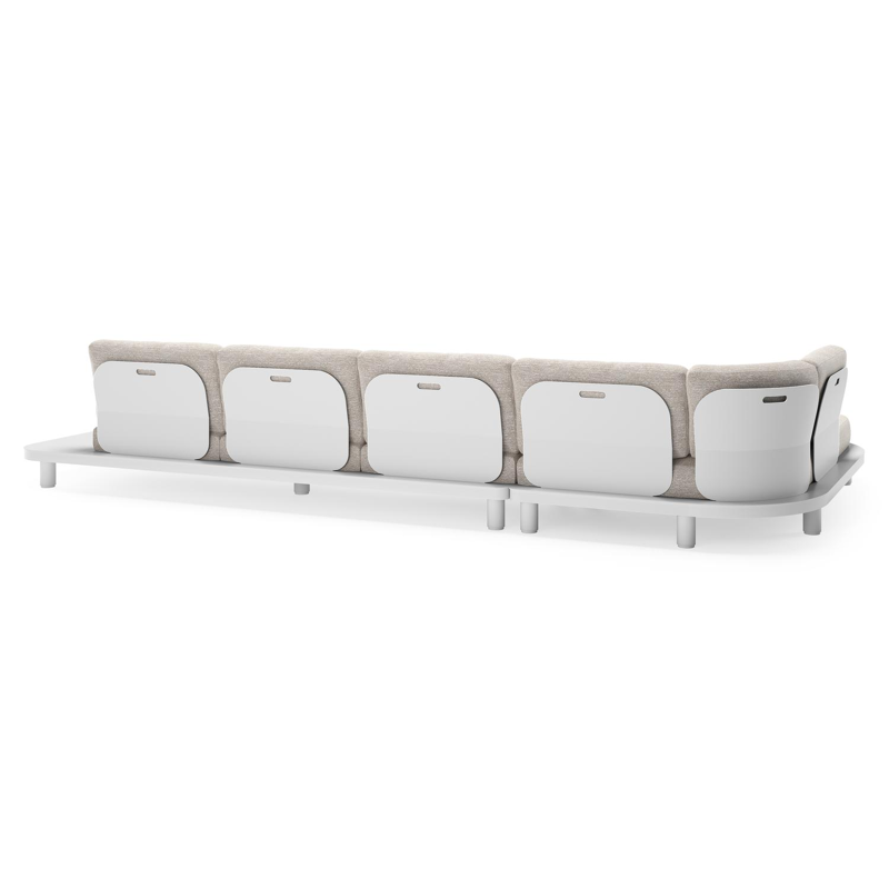Donato loungehoek in wit aluminium met all weather sunbrella® luxe Tundra Sand kussen