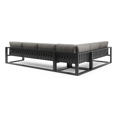 Verato loungehoek in zwart aluminium met tundra charcoal all weather sunbrella® luxe kussen