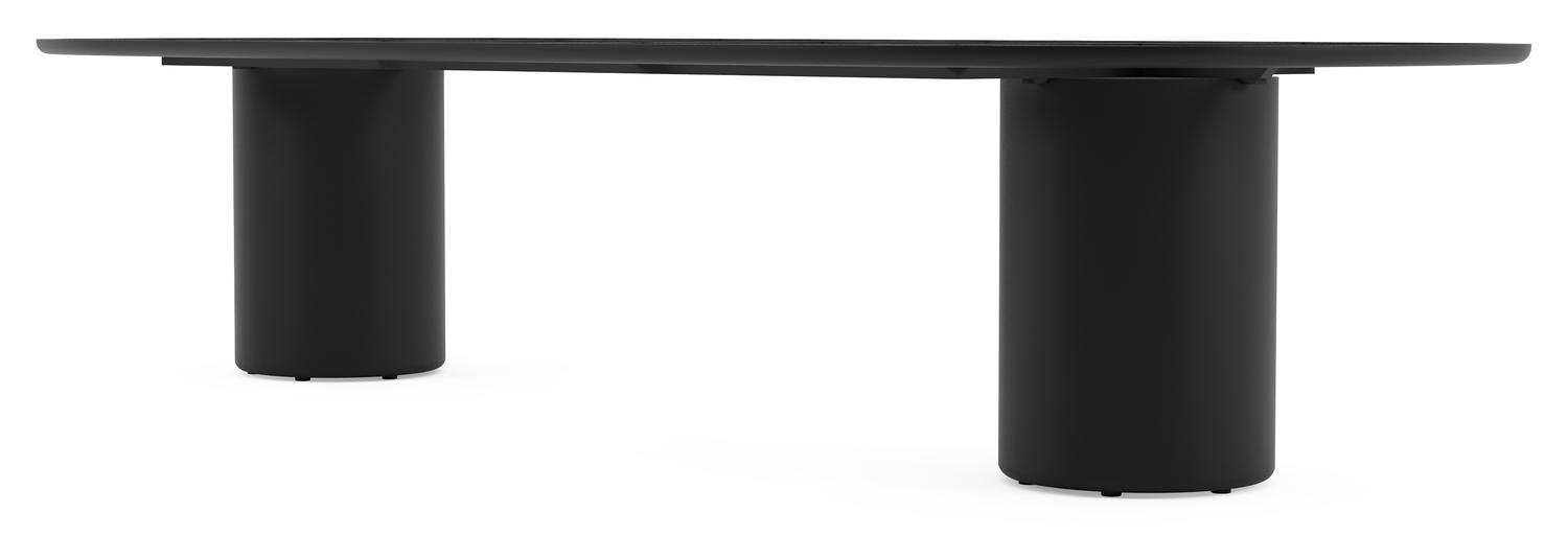 Table de jardin low dining Amico bombo en aluminium noir et céramique pleine Rapolano - Lg. 320 x Lrg. 130 x Haut. 61 cm