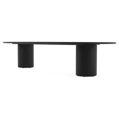 Amico low dining tuintafel bombo in zwart aluminium en volkeramiek Black Obsession - L 320 x B 130 x H 61 cm