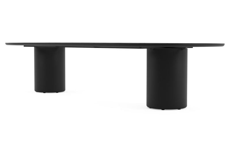 Amico low dining tuintafel bombo in zwart aluminium en volkeramiek Black Obsession - L 320 x B 130 x H 61 cm