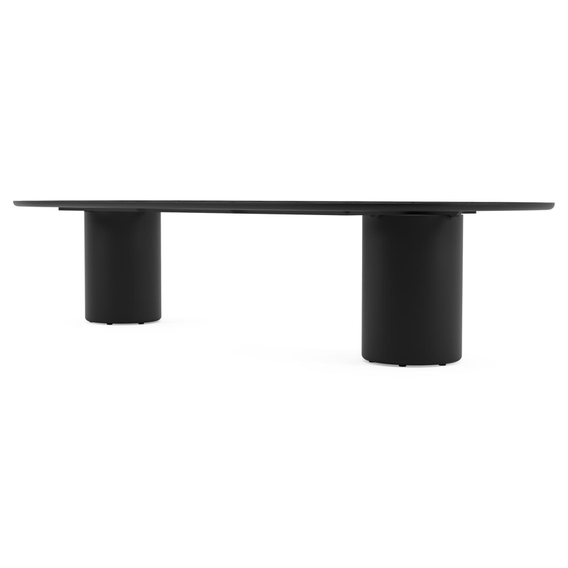 Amico low dining tuintafel bombo in zwart aluminium en volkeramiek Shilin - L 320 x B 130 x H 61 cm