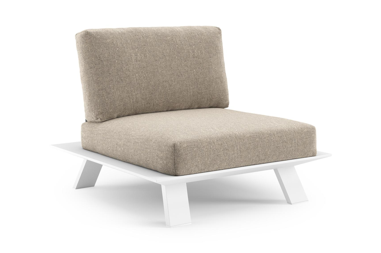 Fauteuil de jardin Cesano en aluminium blanc et coussin en all weather Sunbrella® luxe chartres pewter