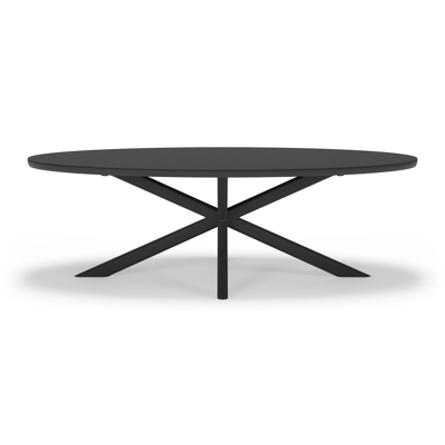 Pamplona ovale tuinset in zwart aluminium en sintered stone notte minerale met 6 Cosa tuinstoelen