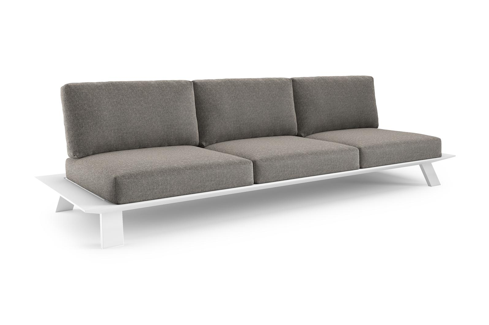 Canapé de jardin Cesano en aluminium blanc et coussin en all weather Sunbrella® luxe chartres drizzle