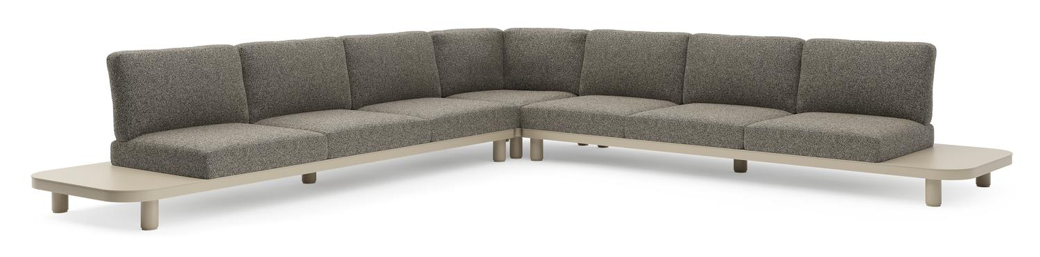 Salon de jardin d'angle Donato en aluminium beige et coussins en all weather cosytica marbella tunder