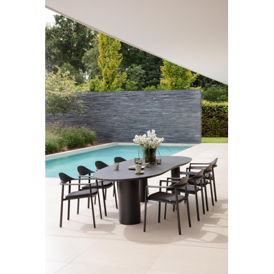 Fano (Piemonte) stapelbare tuinstoel in zwart aluminium