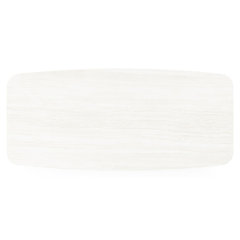 Pagino tuintafel bootvorm in zwart aluminium en volkeramiek calista - L 255 x B 115 x H 73 cm