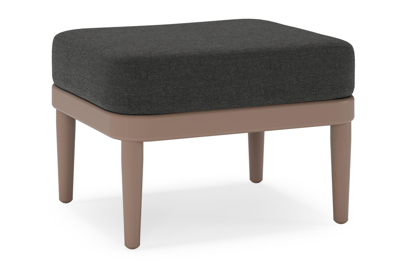 Orso poef in taupe aluminium met Chartres Sooty all weather sunbrella® luxe kussen