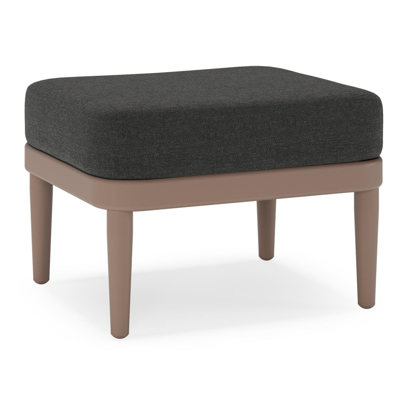Pouf Orso en aluminium taupe et coussins en all weather sunbrella® luxe Chartres Sooty