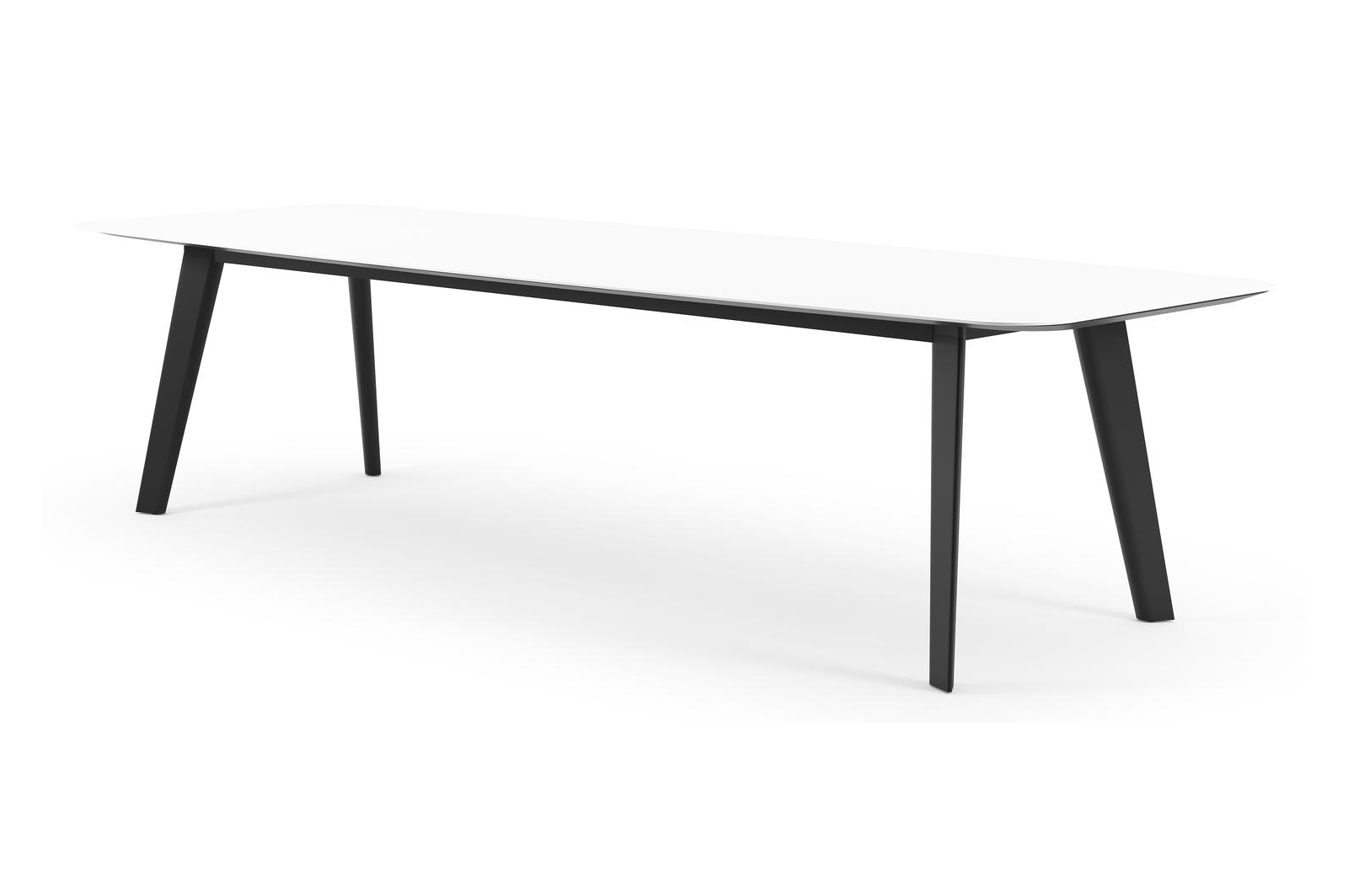 Lacrima tuintafel bootvorm in zwart aluminium en volkeramiek Arctic White - L 315 x B 115 x H 73 cm