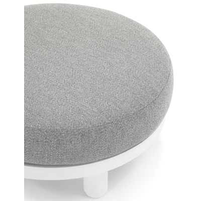 Donato poef in wit aluminium met tundra charcoal all weather sunbrella® luxe kussen