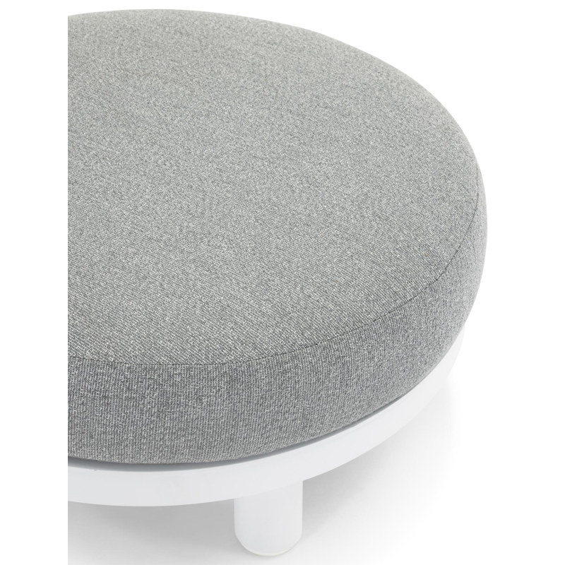 Donato poef in wit aluminium met tundra charcoal all weather sunbrella® luxe kussen