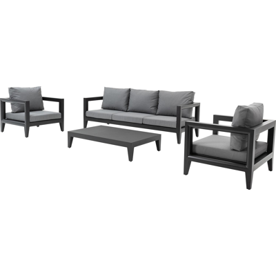 Rovigo loungeset zwart-grijs - aluminium en textilene - 5 personen