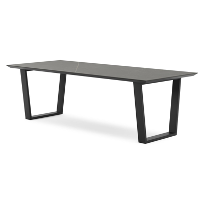 Table de jardin Pagino en aluminium noir et céramique pleine calatorao - Lg 240 x Larg. 100 x H 74,5 cm