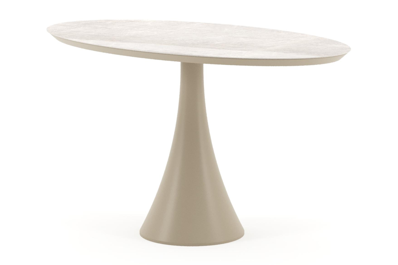 Fano tuintafel ovaal in beige aluminium en volkeramiek Taj Mahal - L 140 x B 80 x H 74.5 cm