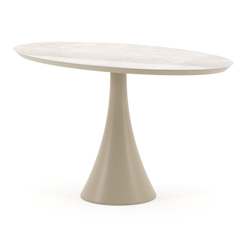 Fano tuintafel ovaal in beige aluminium en volkeramiek Taj Mahal - L 140 x B 80 x H 74.5 cm