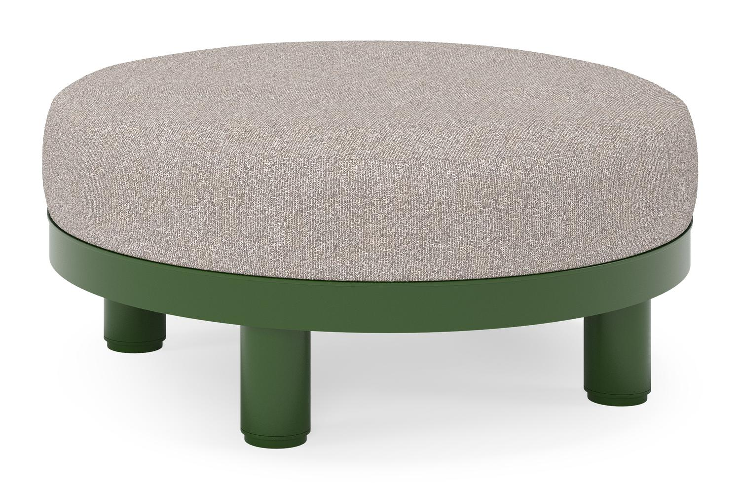 Donato lounge poef in groen aluminium met all weather sunbrella® luxe Tundra Charcoal kussen