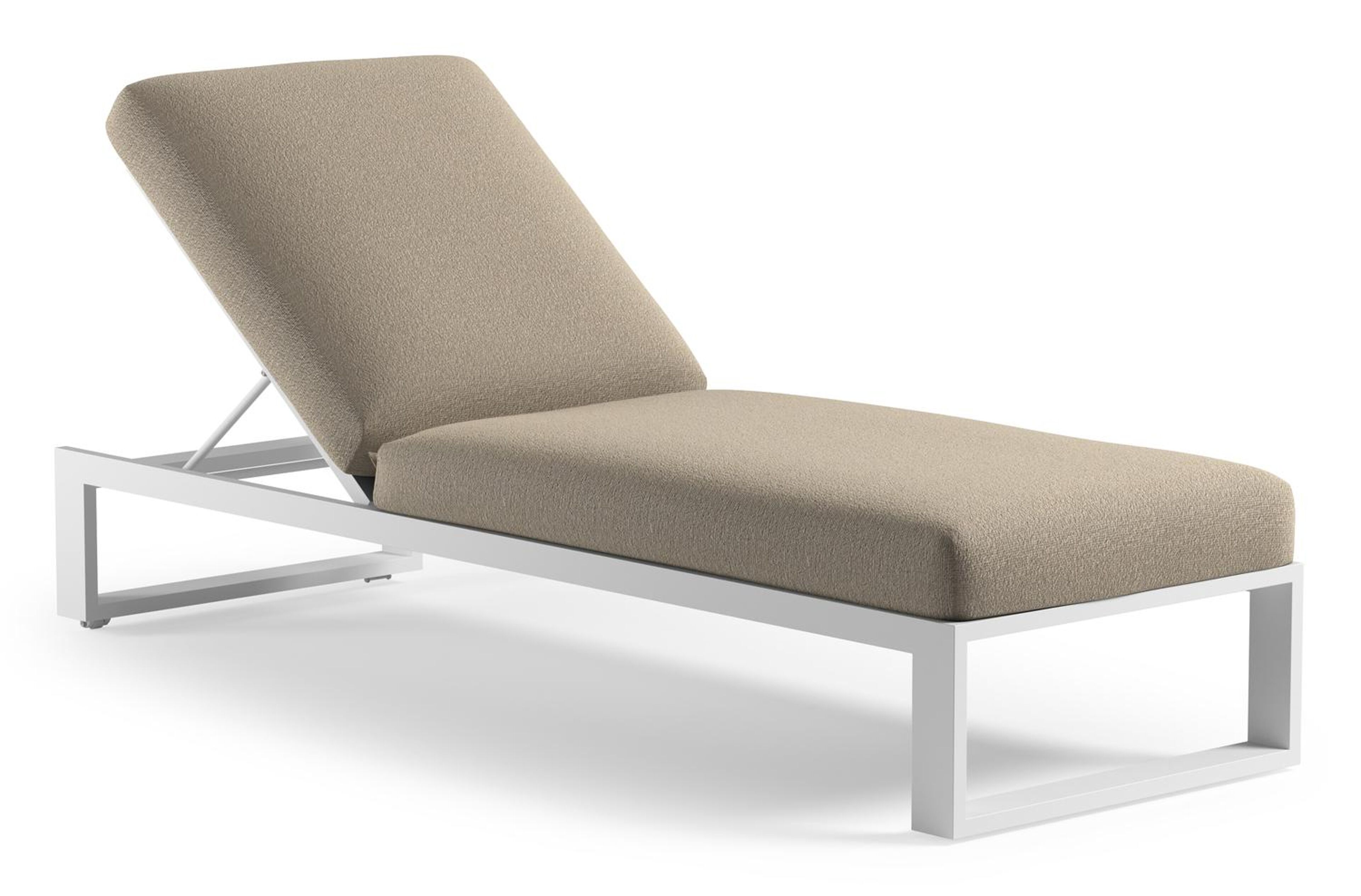 Verato verstelbaar ligbed in wit aluminium met marbella sand all weather Cosytica kussen