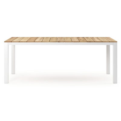 Capri tuintafel in wit aluminium en teak - L 200 x B 100 x H 75 cm