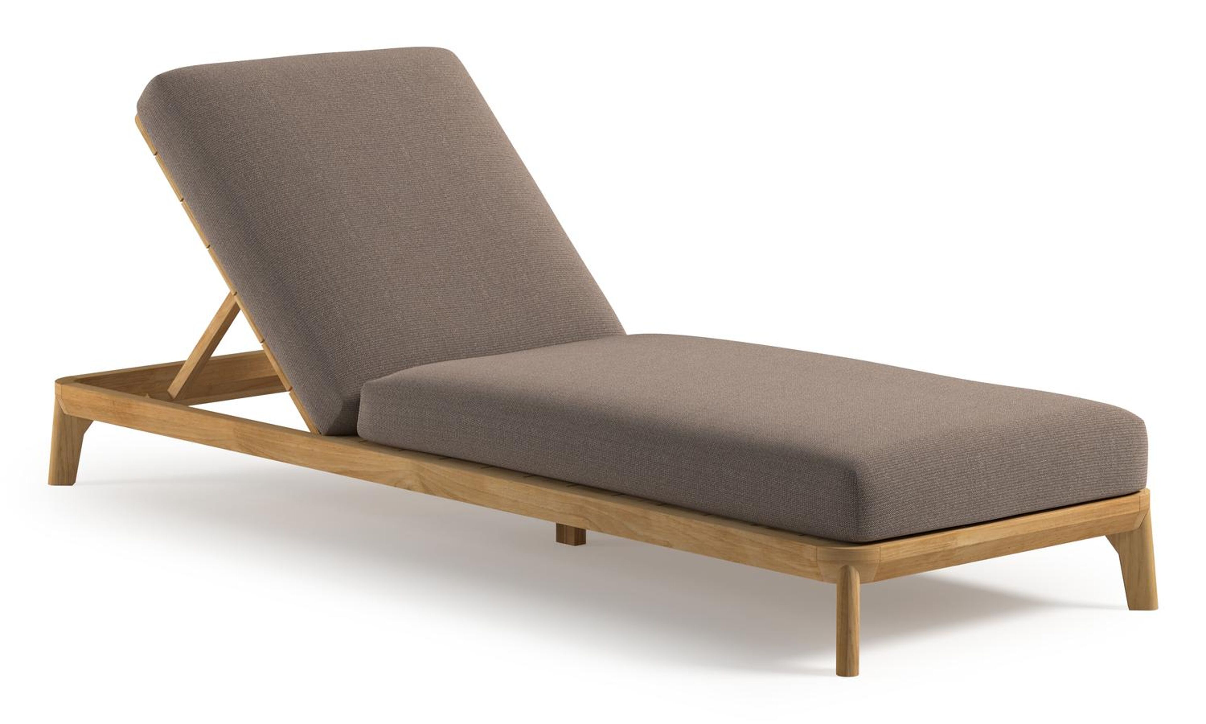 Orso verstelbaar ligbed in teak met savane earth all weather Sunbrella® luxe kussen