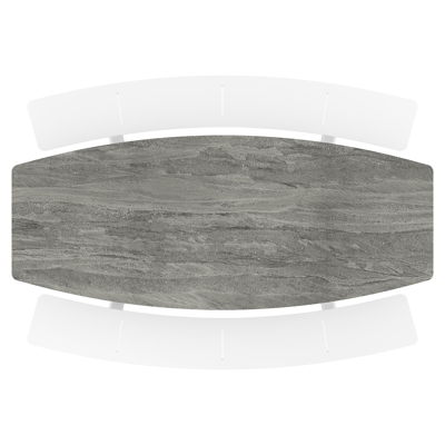 Forno picknicktafel bootvorm in wit aluminium en volkeramiek Aspen Grey - L 240 x B 181 x H 72 cm