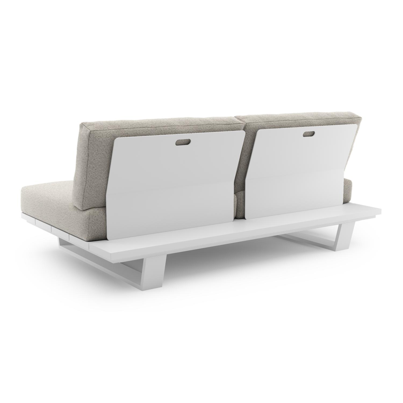 Pagino loungebank in wit aluminium met firenze natural all weather solica kussen