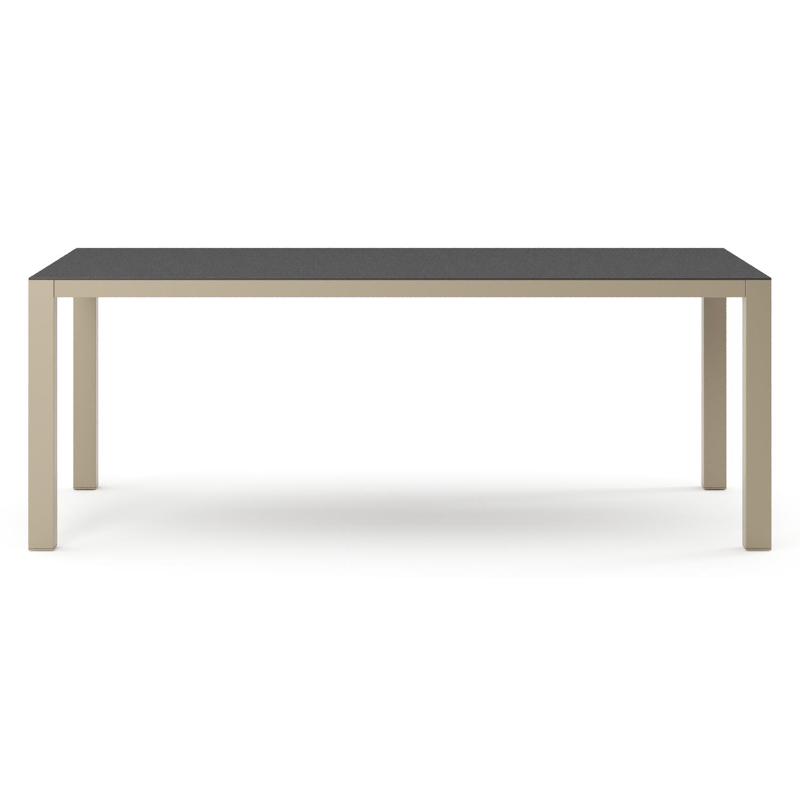 Como tuintafel rechthoekig in beige aluminium en volkeramiek Nero Black - L 200 x B 100 x H 73 cm