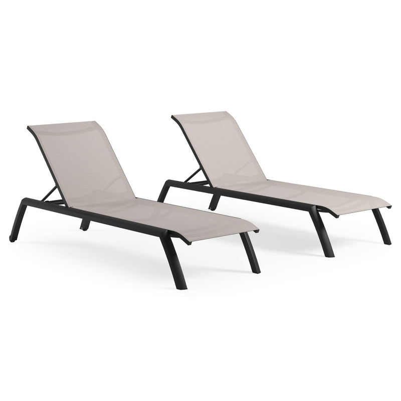 Set van 2 verstelbare Bari ligbedden in zwart aluminium