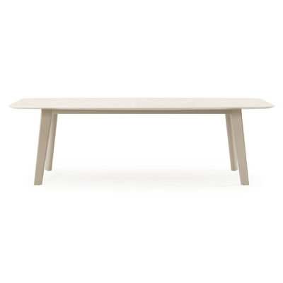 Lacrima tuintafel bootvorm in beige aluminium en volkeramiek retrostone - L 255 x B 115 cm