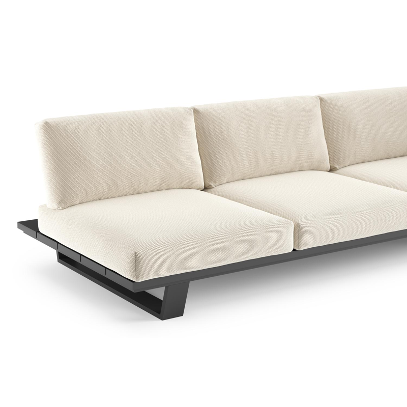 Pagino loungebank in zwart aluminium met althea off white all weather cosytica kussen