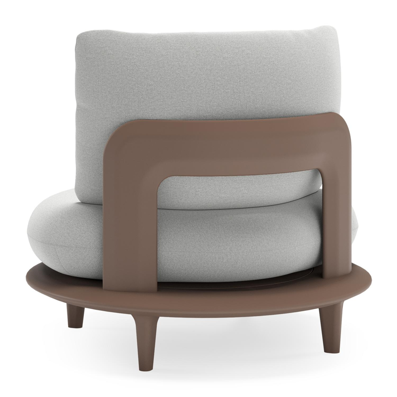 Fauteuil de jardin Bomero en aluminium taupe et coussins en all weather sunbrella® luxe natte grey chine