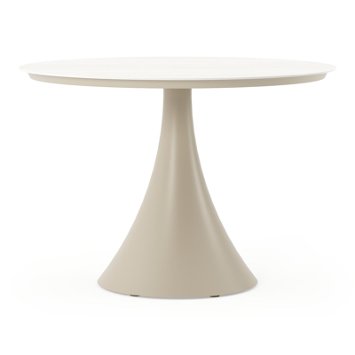 Fano tuintafel rond in beige aluminium en volkeramiek Shilin Dia. 110 x H 75 cm