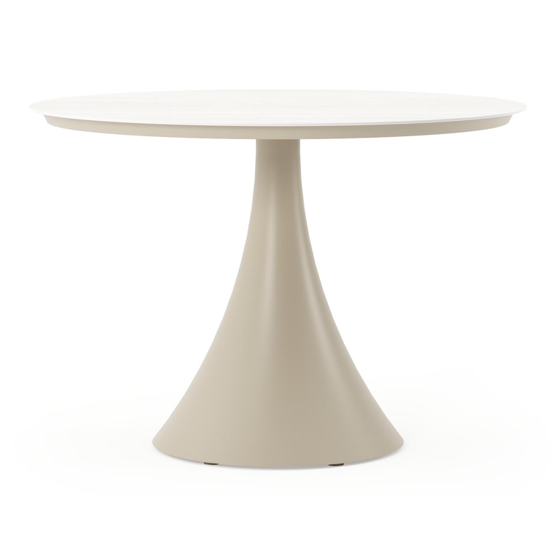 Fano tuintafel rond in beige aluminium en volkeramiek Shilin Dia. 110 x H 75 cm