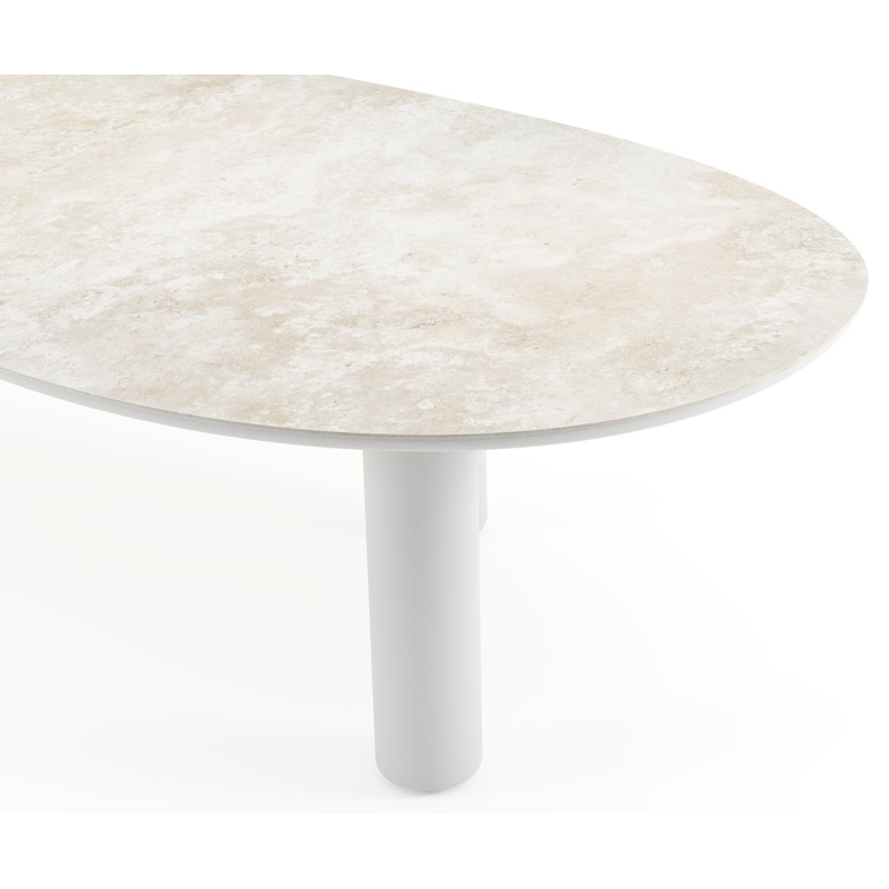 Amico tuintafel organisch in wit aluminium en volkeramiek Rapolano - L 320 x B 145 x H 73.5 cm