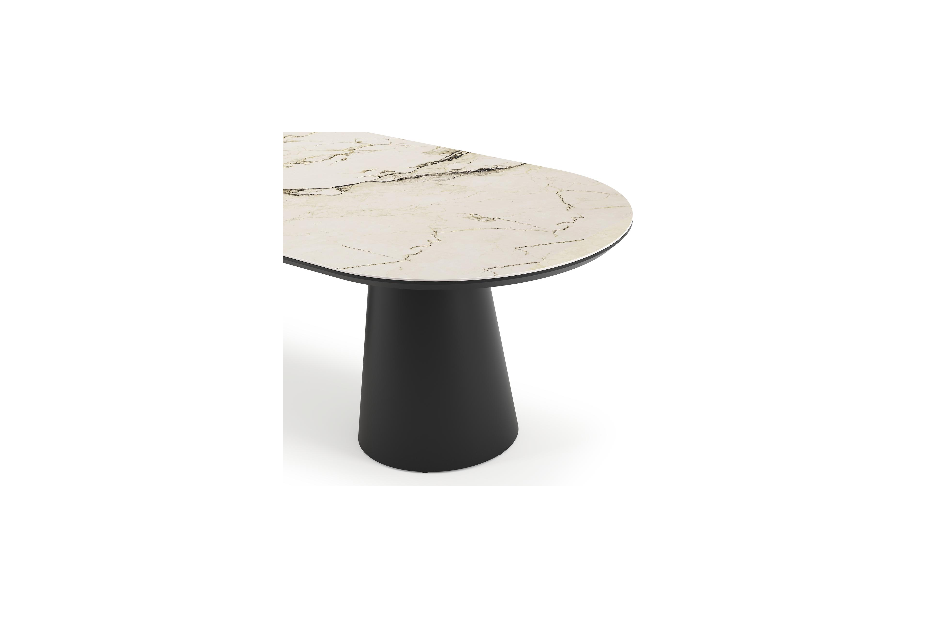 Donato tuintafel ovaal in zwart aluminium en volkeramiek colorado dunes - L 260 x B 100 x H 73 cm