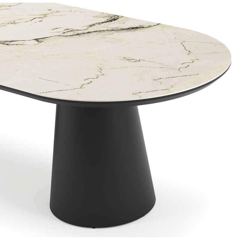 Donato tuintafel ovaal in zwart aluminium en volkeramiek colorado dunes - L 260 x B 100 x H 73 cm