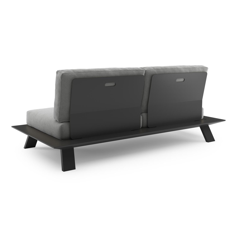 Cesano loungebank in zwart aluminium met savane grey all weather Sunbrella® luxe kussen