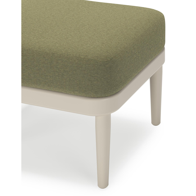 Pouf Orso en aluminium beige et coussins en all weather sunbrella® luxe Heritage Leaf
