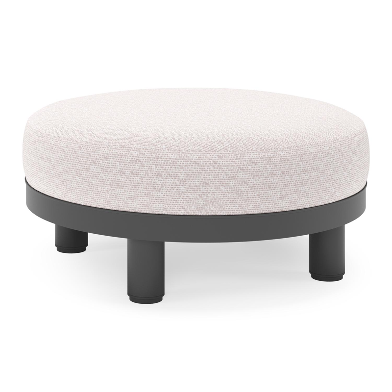 Donato lounge poef in zwart aluminium met All Weather Sunbrella® Luxe Wander Gobi kussen