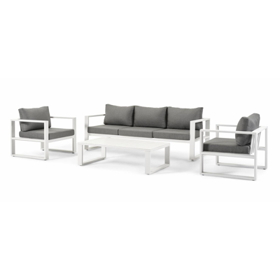 Livo loungeset in wit aluminium met grijs weather+ softtouch kussens
