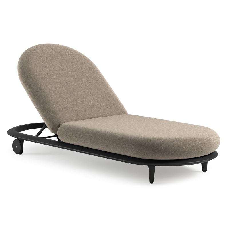 Chaise longue réglable Bomero en aluminium noir avec chartres pewter all weather sunbrella® luxe coussin